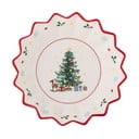 Farfurie roșie-crem pentru servire, din ceramică ø 20 cm  cu model de Crăciun Naive – Bloomingville