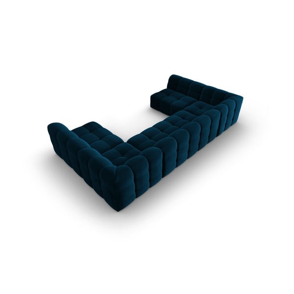 Colțar albastru închis cu tapițerie din catifea (în formă de "U") Kendal – Micadoni Home-image-4