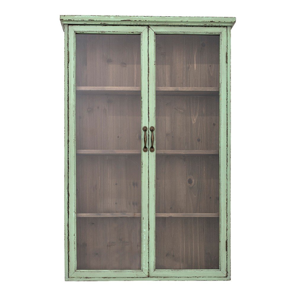 Vitrină verde-deschis din lemn de brad suspendată 81x122x18 cm Hazem – Bloomingville