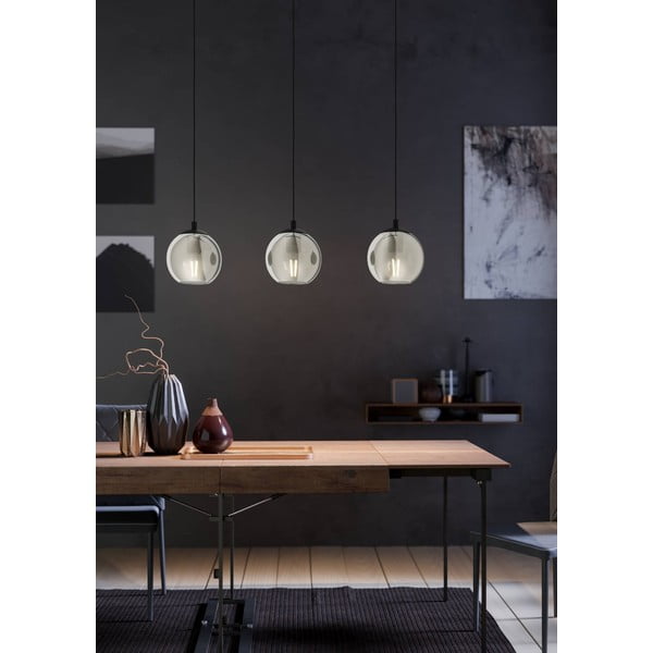 Lustră neagră cu abajur din sticlă ARISCANI – EGLO-image-1