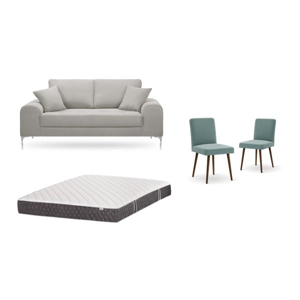 Set canapea gri 2 scaune gri-verde, o saltea 140 x 200 cm Home Essentials