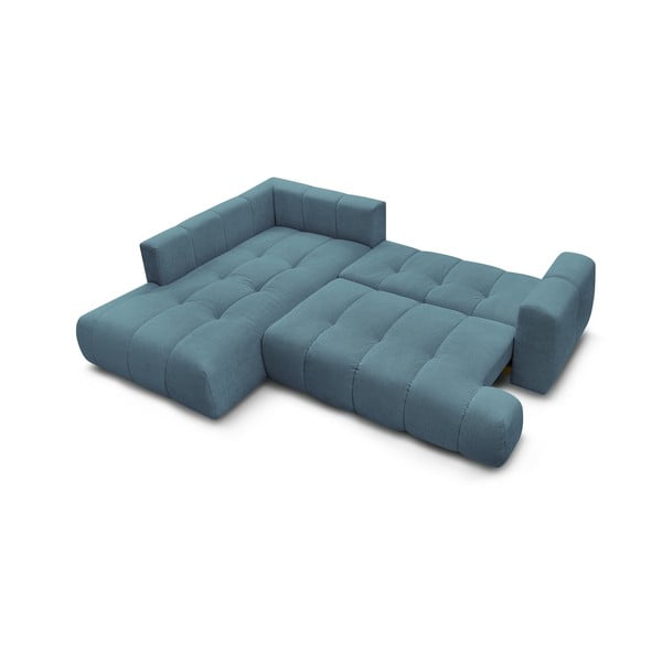 Colțar albastru extensibil/cu spațiu de depozitare (cu colț pe partea stângă/în formă de ”L”) Fuji – Bobochic Paris-image-4