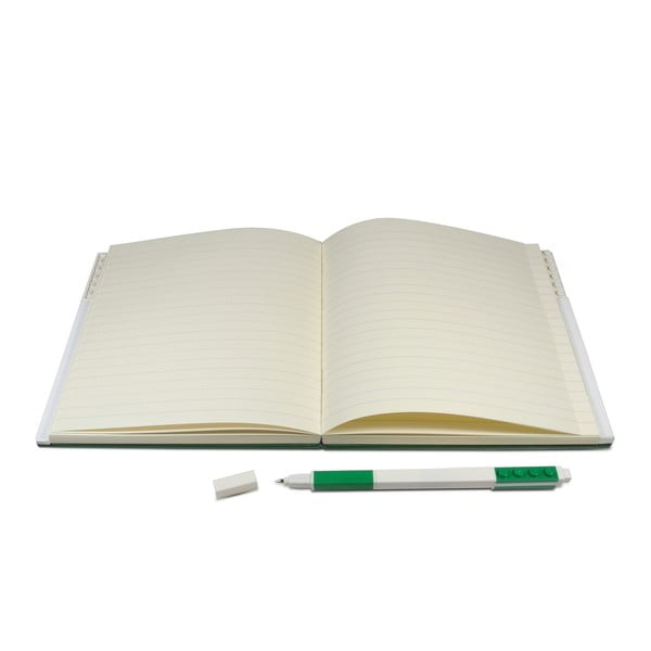 Caiet cu pix cu gel LEGO®, 15,9 x 15,9 cm, verde smarald-image-1