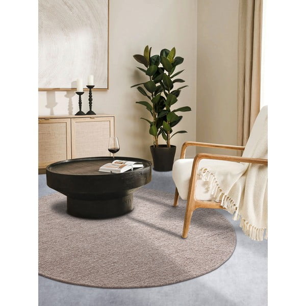 Covor maro deschis țesut manual rotund din lână ø 160 cm Francois – Villeroy&Boch-image-1