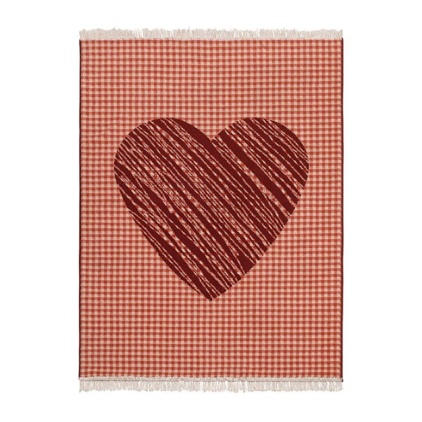 Covor Fringe - inimă roșie, 140x200 cm