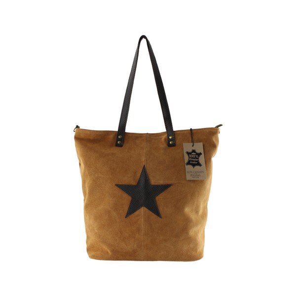 Geantă din piele Chicca Borse Asterisco, caramel-image-2