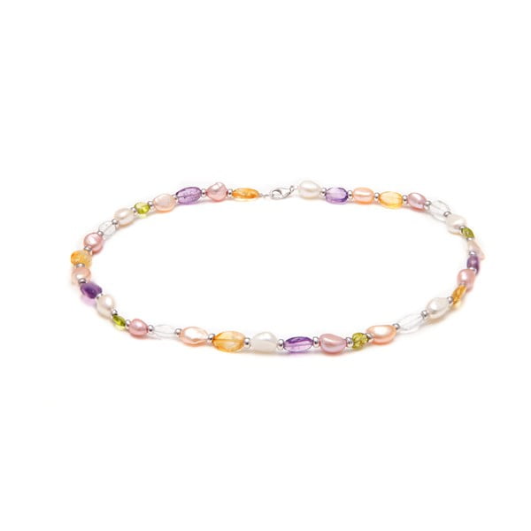 Colier din perle de râu GemSeller Viola, perle multicolore