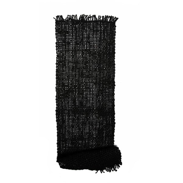 Napron din iută Simla Tassel, 150 x 45 cm, negru