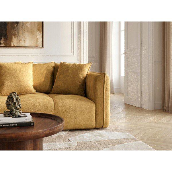 Canapea galbenă cu tapițerie din chenille Harlem – Bobochic Paris-image-2