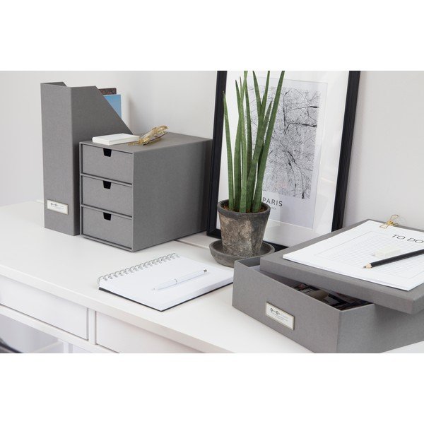 Cutie cu 3 sertare Bigso Box of Sweden Ingrid, gri-image-1