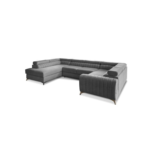 Colțar gri închis extensibil/cu spațiu de depozitare (cu colț pe partea stângă/în formă de "U") Louis – ELTAP