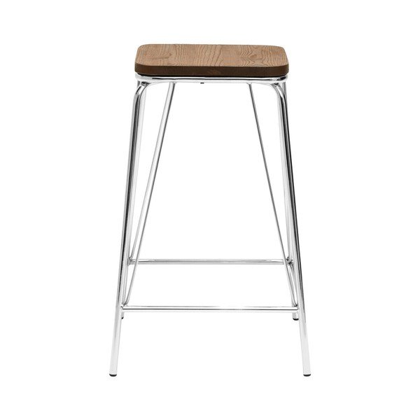 Scaun tip taburet argintiu/în culoare naturală din lemn de ulm District – Premier Housewares-image-2