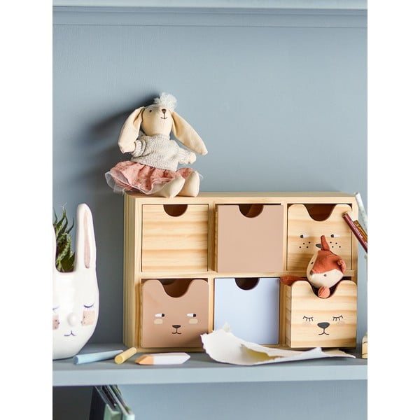 Organizator de jucării pentru copii în culoare naturală din lemn 27x8x18 cm Calle – Bloomingville Mini-image-1