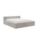 Pat matrimonial gri tapițat cu spațiu de depozitare cu somieră 160x200 cm Cloe – Ropez