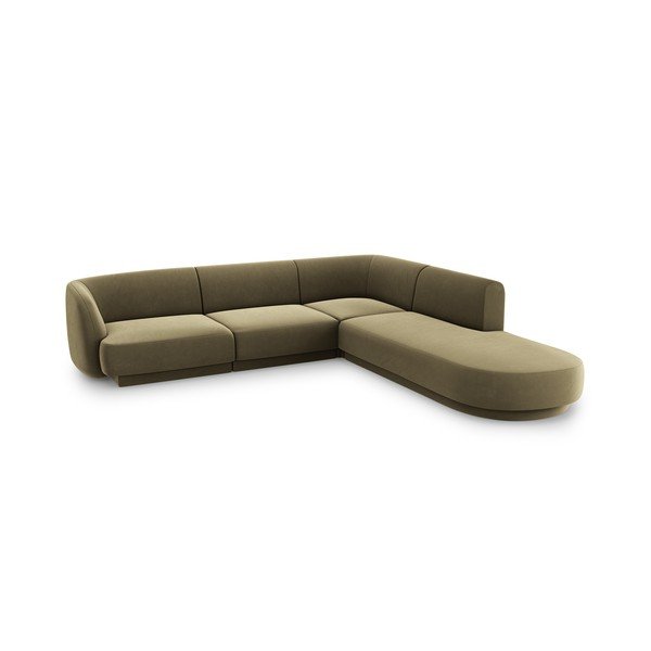Colțar verde cu tapițerie din catifea (colț pe partea dreaptă) Miley  – Micadoni Home-image-3