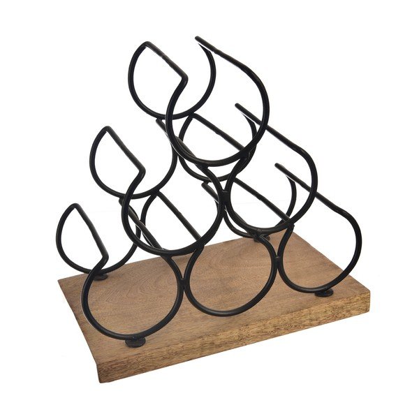 Suport pentru sticle de vin din lemn/din metal număr de sticle 6 Black – Orion
