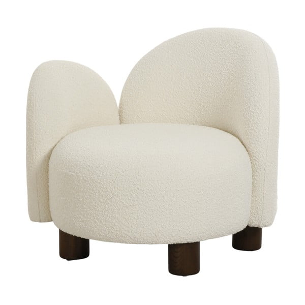 Fotoliu alb cu tapițerie din stofă bouclé Honolulu – House Nordic-image-2