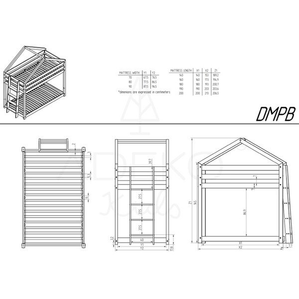 Pat pentru copii  în culoare naturală cu spațiu de depozitare cu somieră 90x200 cm DMPB – Adeko-image-4