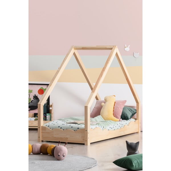Pat tip căsuță din lemn de pin pentru copii Adeko Loca Dork, 90 x 200 cm-image-1