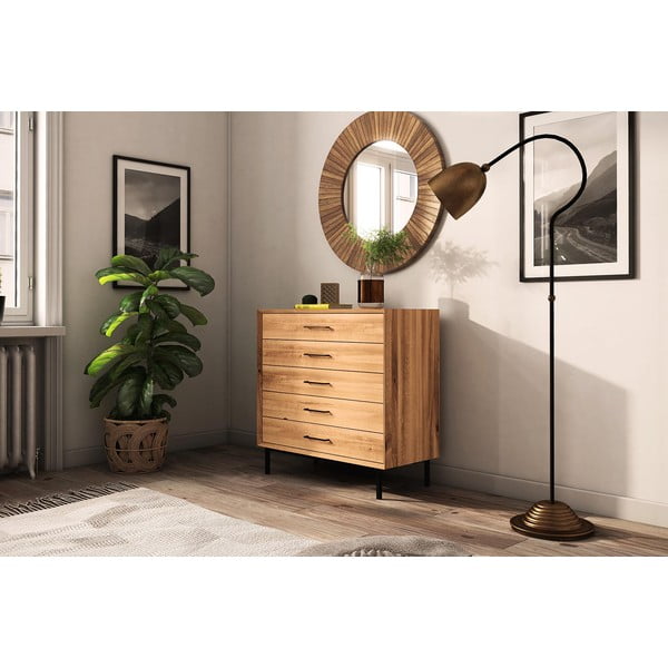 Comodă înaltă din lemn de stejar 97x95 cm Abies – The Beds-image-3