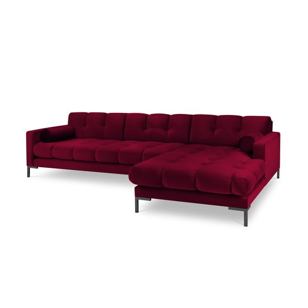 Colțar din catifea cu extensie pe partea dreaptă Cosmopolitan Design Bali, roșu-image-2