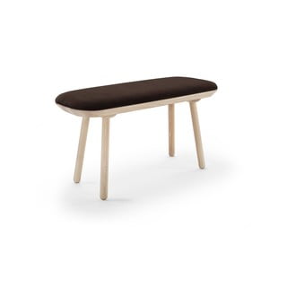 Bancă tapițată din catifea EMKO Naïve, 100 cm, maro-natural