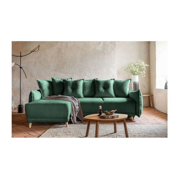 Colțar verde extensibil cu tapițerie din catifea reiată  (colț variabil) Lazy Lukka – Miuform-image-4