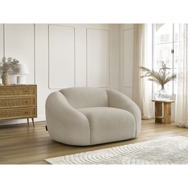 Fotoliu bej cu tapițerie din țesătură bouclé Tina – Bobochic Paris-image-4