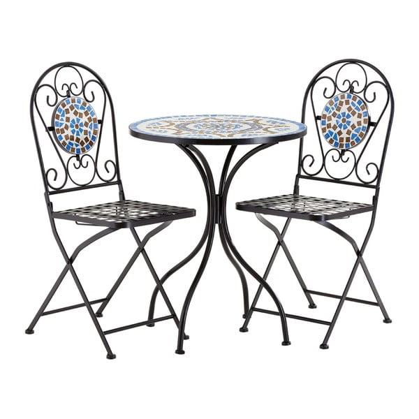 Set masă și 2 scaune de grădină Premier Housewares Amalfi, mozaic albastru-maro