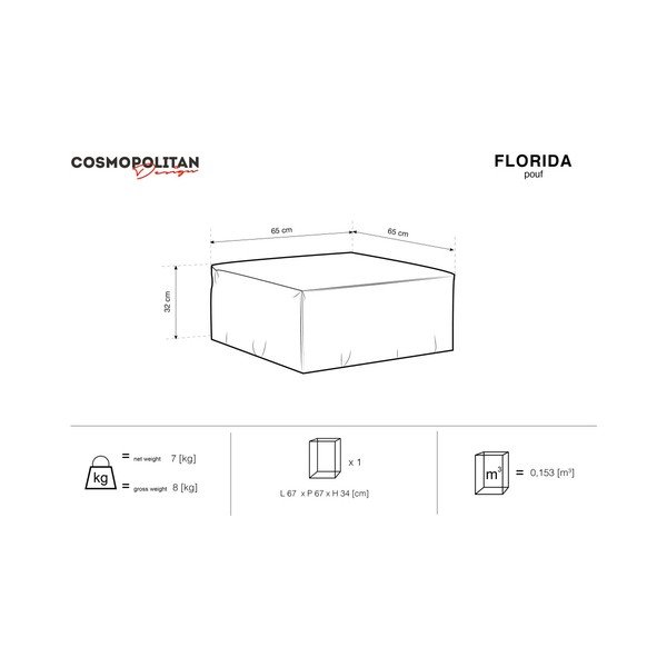 Puf Cosmopolitan Design Florida, 65 x 65 cm, verde închis-image-4