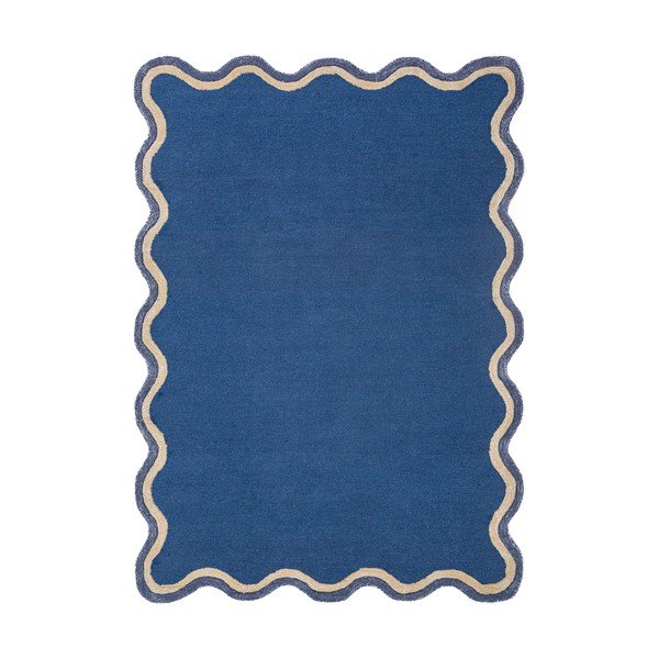 Covor albastru închis țesut manual din amestesc de lână 160x230 cm Rivo Wool – Flair Rugs