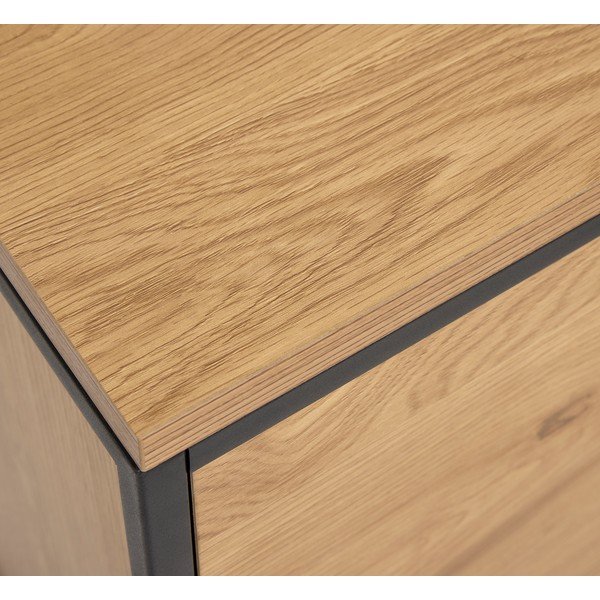 Comodă în culoare naturală cu aspect de lemn de stejar 104,5x80x45 cm Cesura – Unique Furniture-image-3