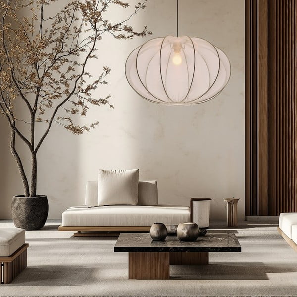 Lustră albă cu abajur textil ø 60 cm Mellow – Candellux Lighting-image-2