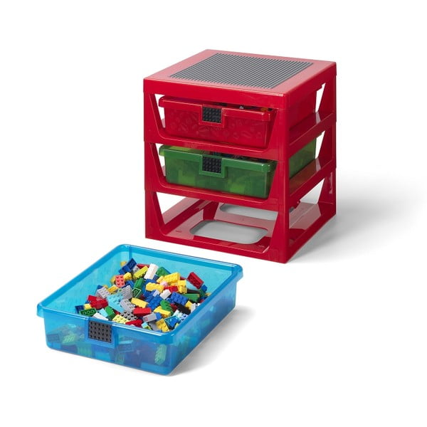 Organizator pentru depozitare cu 3 sertare LEGO®, roșu-image-3