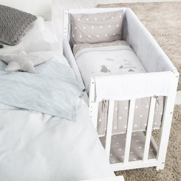 Pătuț leagăn  alb cu spațiu de depozitare și baldachin 90x45 cm Indibär – Roba-image-3