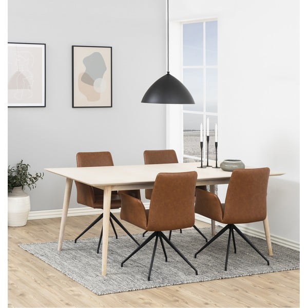 Scaun de sufragerie maro coniac cu cotiere tapițat Naya – Actona-image-1