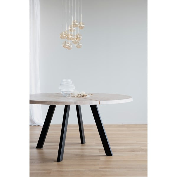 Masă de dining rotundă din stejar albit cu picioare metalice Rowico Freddie, ø 160 cm-image-1