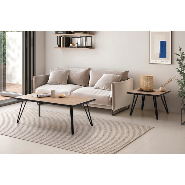 Măsuță de cafea cu blat cu aspect de lemn de stejar 60x60 cm Sindi – Marckeric-image-1