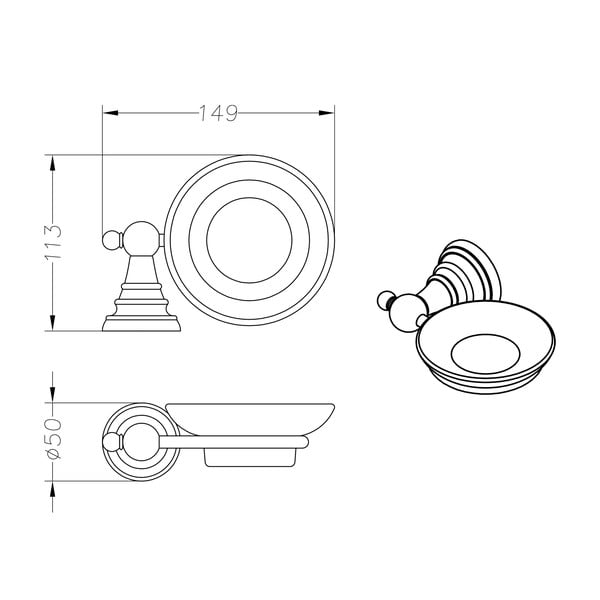 Savonieră din alamă pe perete Sapho Diamond-image-3