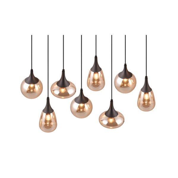 Lustră neagră/portocalie cu abajur din sticlă Lumina – Trio-image-1