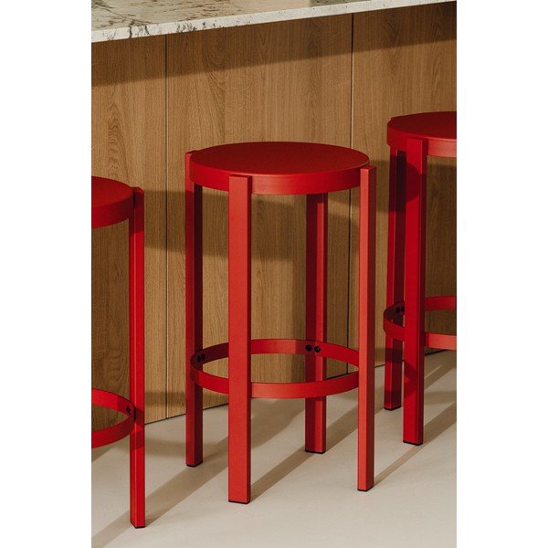 Scaun de bar roșu din oțel (înălțime șezut 65 cm) Doon – noo.ma-image-1