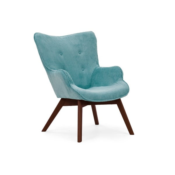Fotoliu turcoaz cu tapițerie din catifea reiată Niko – Ropez