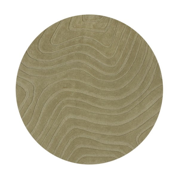 Covor kaki țesut manual rotund din lână ø 160 cm Mesmerise Sage – Flair Rugs