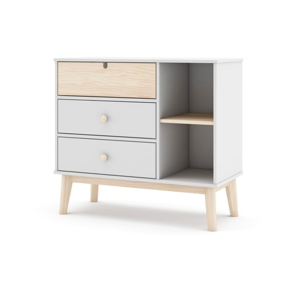 Comodă de copii albă joasă 90x40 cm Estefania – Marckeric-image-4