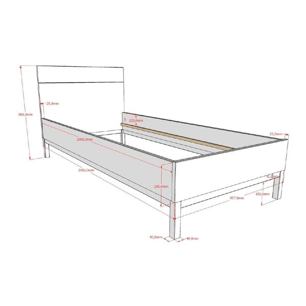 Pat pentru copii  alb din lemn de pin fără somieră 90x200 cm Eva – Vipack-image-2