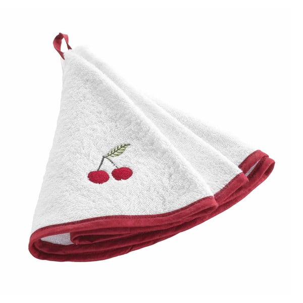 Prosop roșu/alb din bumbac frotir 60 cm Cerisette – douceur d'intérieur