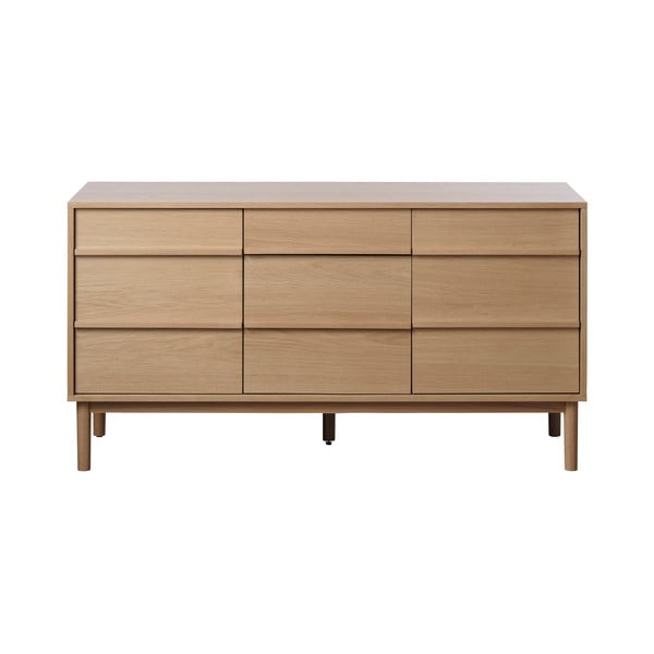 Comodă joasă cu aspect de lemn de stejar 75x140 cm Ponza – Unique Furniture