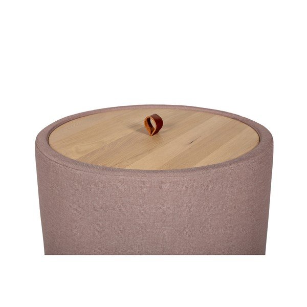 Măsuţă auxiliară cu spaţiu de depozitare şi panou detaşabil din stejar, culoare roz, ⌀ 56 cm, Askala Ibisco-image-3