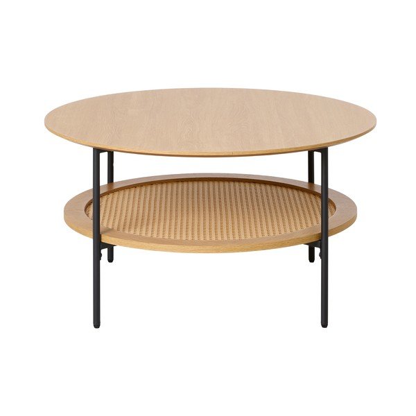 Măsuță de cafea în culoare naturală rotundă cu aspect de lemn de stejar ø 80 cm Pensacola – Unique Furniture-image-1