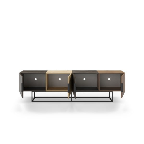 Masă TV în culoare naturală cu aspect de lemn de stejar 200x55 cm Titan – Marckeric-image-3